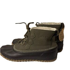 JBU Jambu Nala Womens Size 7M Olive Green Duck Rain Boots Faux Fur Lined Lace Up